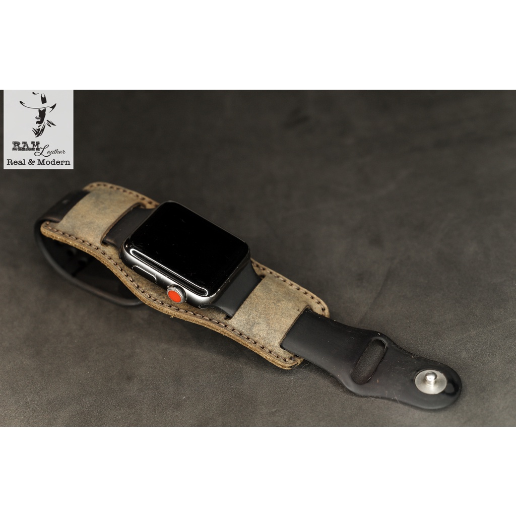 Tấm Đệm Dây đồng hồ Apple Watch , Iwatch , Iphone Watch Chống Mồ Hôi Da Bò Rằn Ri Quân Đội RAM Leather B2  Bền Đẹp