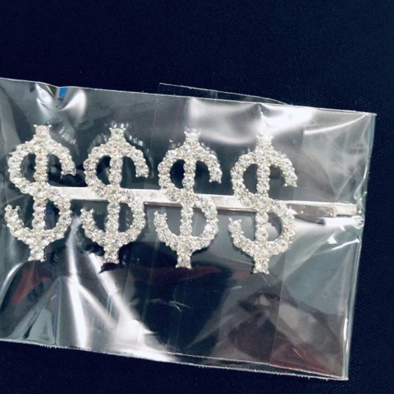 Kẹp Tóc Kim Loại Chữ Cái Đính Đá Sang Trọng