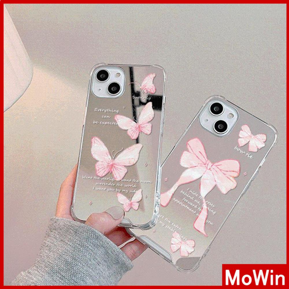 Ốp điện thoại acrylic tráng gương nơ/ bướm hồng thích hợp cho IPHONE 11 PRO MAX 13 PRO MAX 12 PRO MAX 7PLUS XR XS MAX