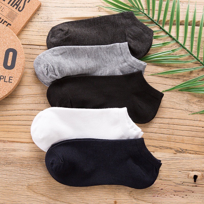 Tất vớ nữ nam cổ ngắn màu trơn basic chất cotton mềm co giãn thấm hút mồ hôi phong cách Hàn Quốc thời trang mùa hè TN042