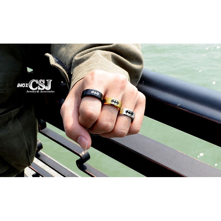 COMBO 05 NHẪN BATMAN INOX BẢNG TO 8LY CÓ ĐỦ MÀU N658 - tặng hộp - siêu đẹp, chuẩn thời trang