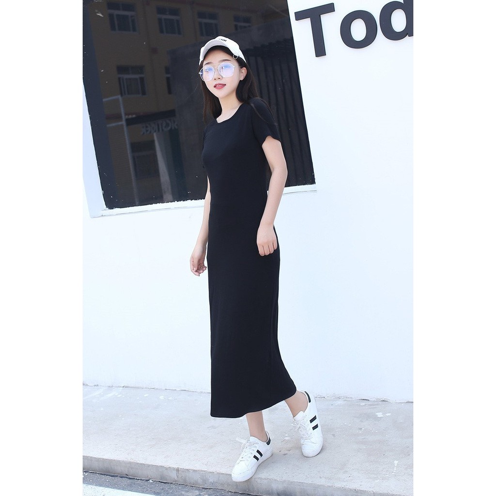 Váy dài qua gối chất cotton mềm mát thấm hút mồ hôi V11 - Đầm xuông dáng dài nhiều màu lên dáng cực xinh