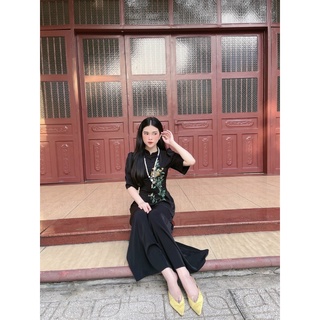 Đồ Lam Đi Chùa # Mẫu lụa sẫm cúc ngọc # Quần Áo Nữ