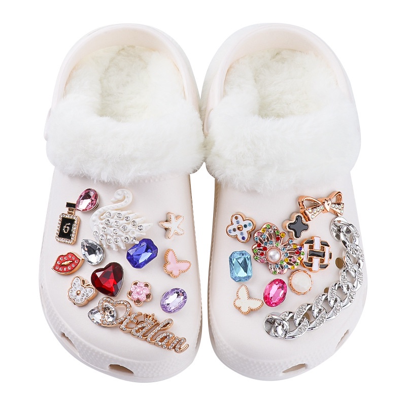 Charms Phụ Kiện Trang Trí Giày Hình Hoa Đính Đá Pha Lê Có Thể Tháo Rời