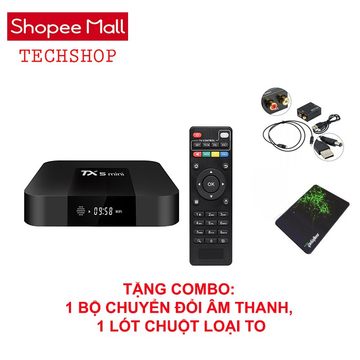 ANDROID TIVI BOX TX5 MINI - TẶNG BỘ CHUYỂN ĐỔI ÂM THANH,LÓT CHUỘT LOẠI TO