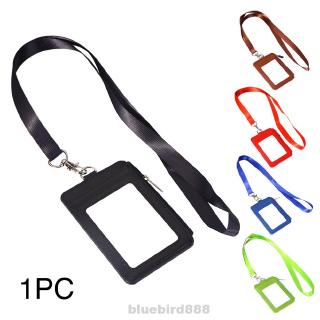 Fashion Coins Work Retractable Lanyard Multi Slot PU Leather ID Badge Holder