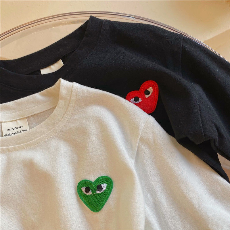 Áo Thun cotton Tay Dài Thêu Hình Trái Tim Thời Trang Mùa Thu Dành Cho Bé Trai Và Bé Gái 2022