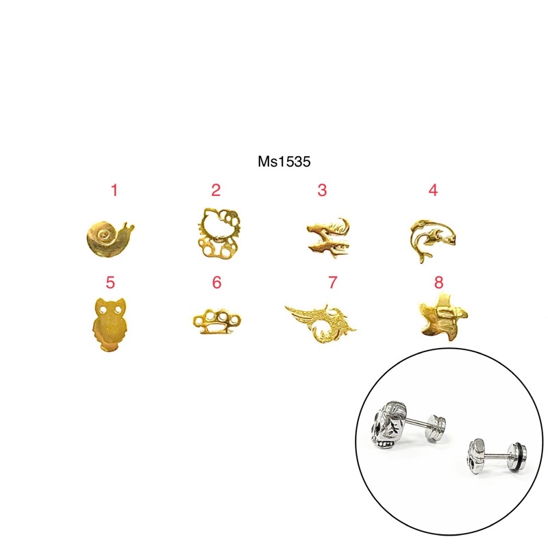 Khuyên tai hình thời trang / chốt vặn thép y tế