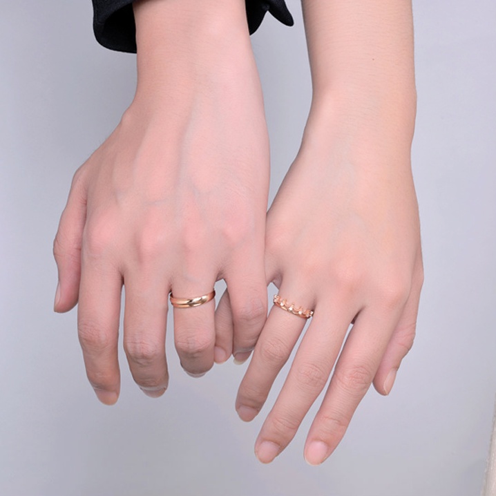 Nhẫn Đôi Mạ Bạc 925 Hình Vương Miện Đính Đá Thời Trang