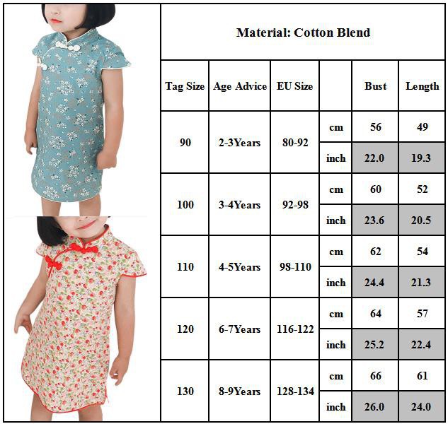 Đầm Sườn Xám Truyền Thống Trung Quốc Cho Bé Gái