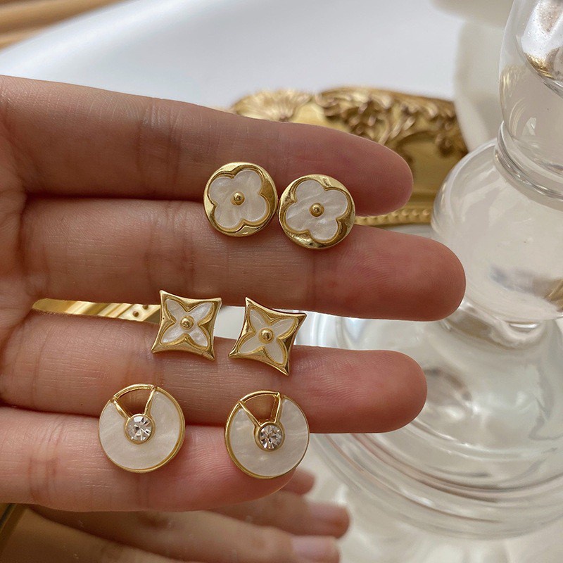 Đôi khuyên tai hình tròn đính kim cương giả đơn giản thời trang cho nữ