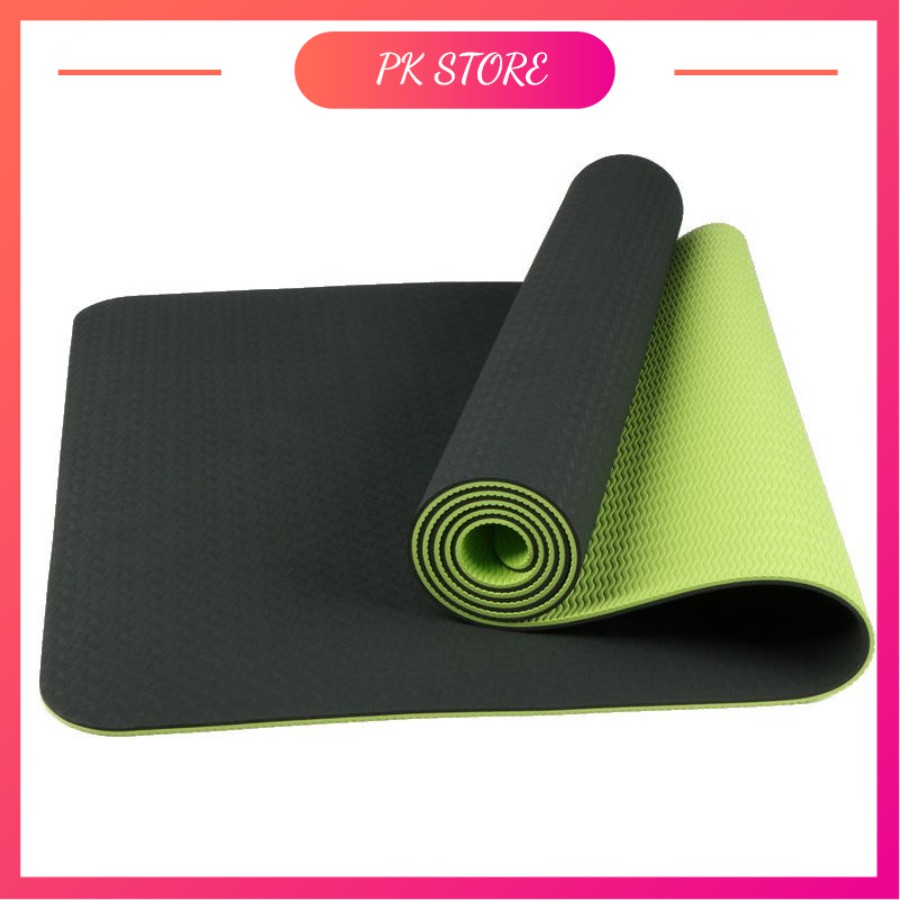 Thảm tập Yoga 2 lớp định tuyến TPE chống trượt 6mm cao cấp