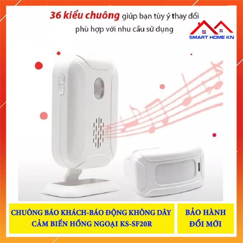 Chuông báo khách báo động chống chộm cảm ứng hồng ngoại không dây thông minh KS-SF20R