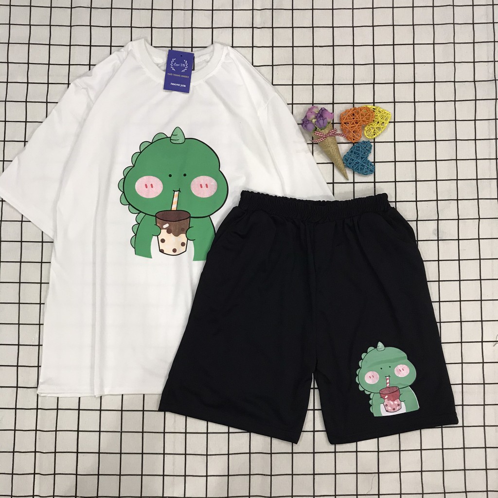 Đồ Bộ Hoạt Hình Unisex KHỦNG LONG TRÀ SỮA – Lapi VN, Set Cartoon, Freesize, Thun Cotton, Nam Nữ Đều Mặc Được | BigBuy360 - bigbuy360.vn