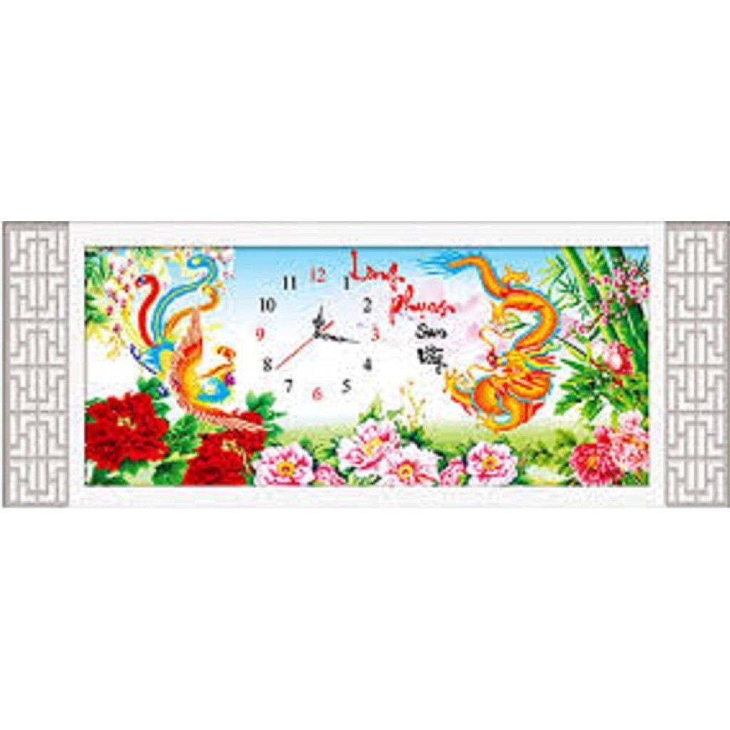 TRANH THÊU 3D ĐỒNG HỒ LONG PHỤNG LV3139-81x40cm