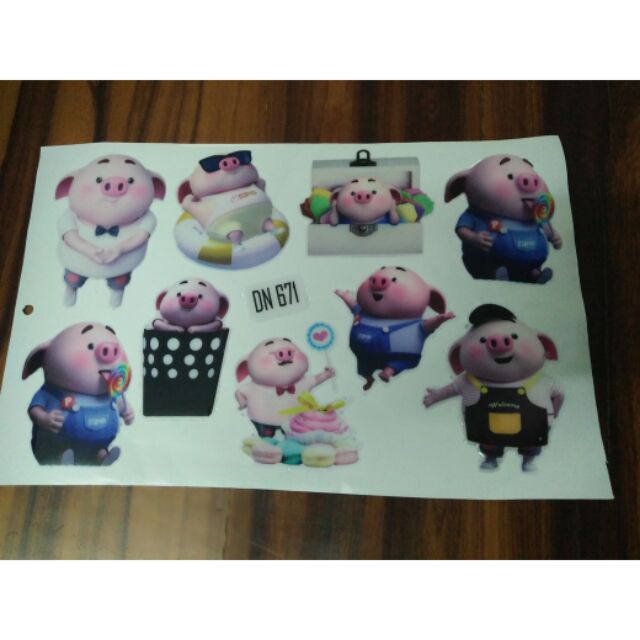 Bộ tem nổi hình heo tinh nghịch 3D