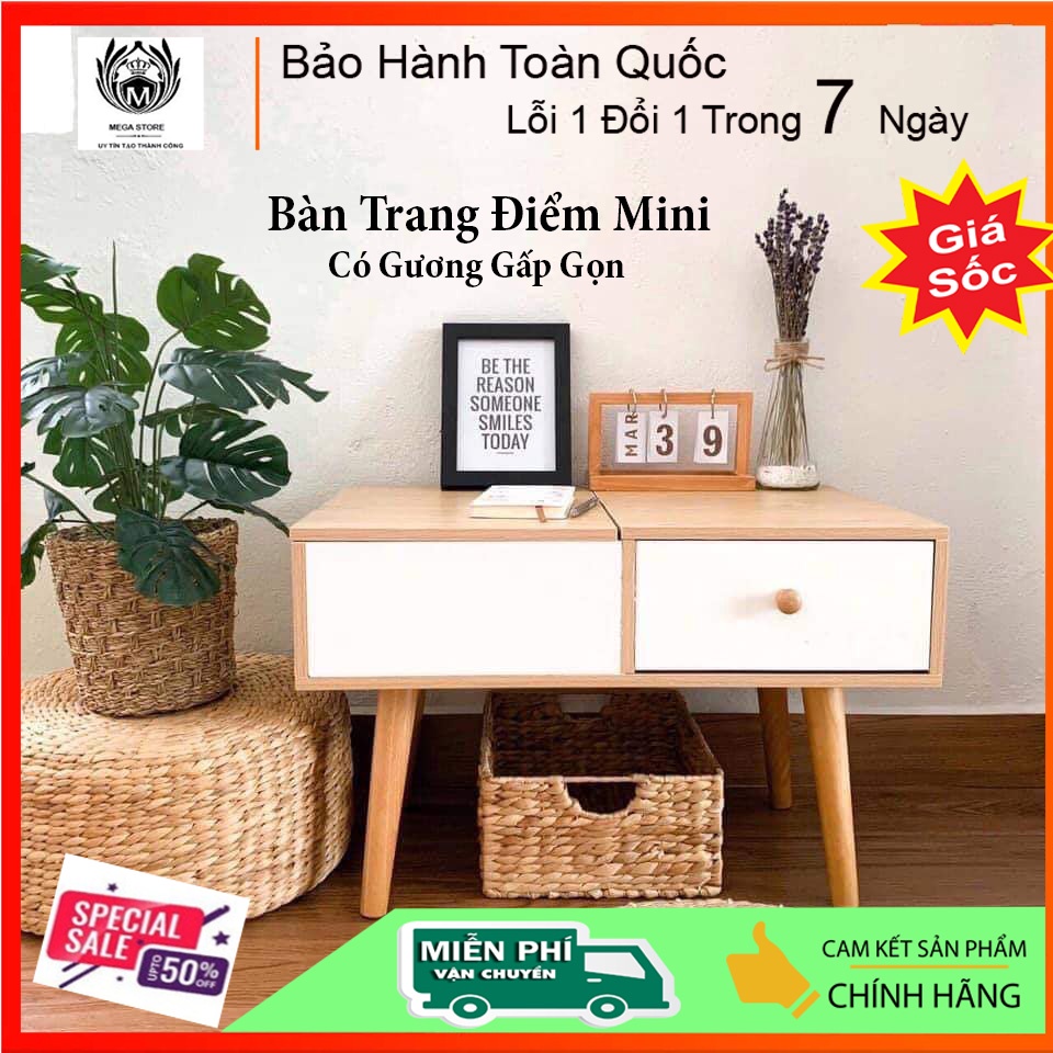 Bàn Trang Điểm Mini Ngồi Bệt - Có Gương Thu Gọn - Chất Liệu Gỗ Cao Cấp - Thiết Kế Thông Minh, Tiết Kiệm Không Gian Sống