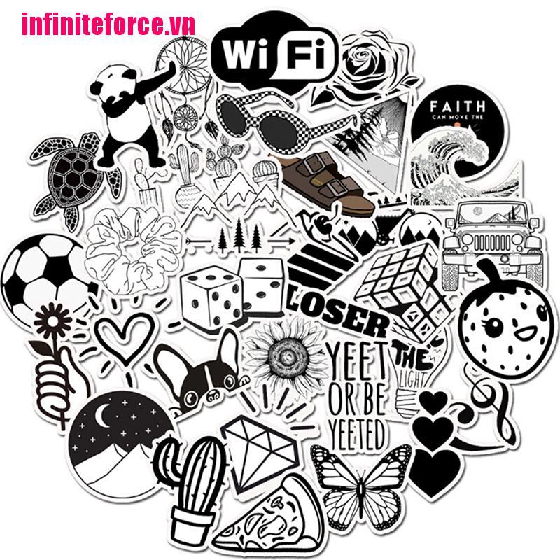 Set 50 Phụ Kiện Trang Trí Đa Năng Màu Trắng Đen Xinh Xắn