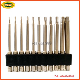 BỘ LỤC GIÁC lục giác hoa thị 100mm cho khoan pin, điện hãng PROPEE Bộ 11 mũi