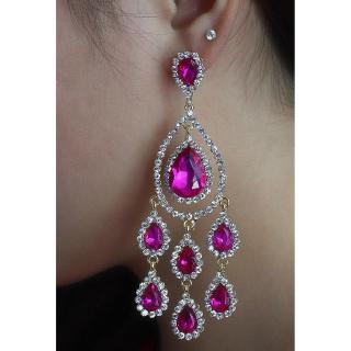 Women formal rhinestone crystal long drop earrings party jewelry 3631