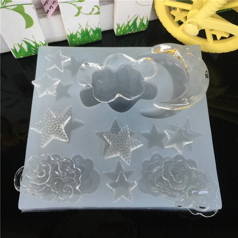 1 Khuôn Silicone Làm Mặt Trang Sức Hình Trăng Sao Đám Mây Sáng Tạo
