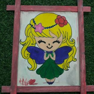 Combo tranh vẽ bằng gỗ, màu tô và cọ