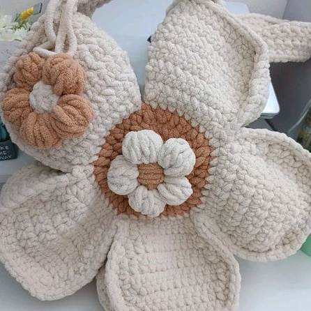 Túi hoa cúc daisy flower blooming bag len nhung đũi handmade dễ thương