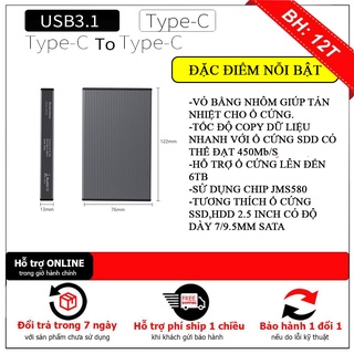 Box hdd type c,box ssd type c,hộp đựng ổ cứng type c Blueendless  (USB 3.1 gen 2)