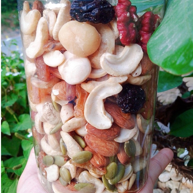 500g Granola siêu hạt thêm macca, óc chó đỏ (ít hoa quả sấy) ăn kiêng giảm cân, ngũ cốc dinh dưỡng cho bà bầu