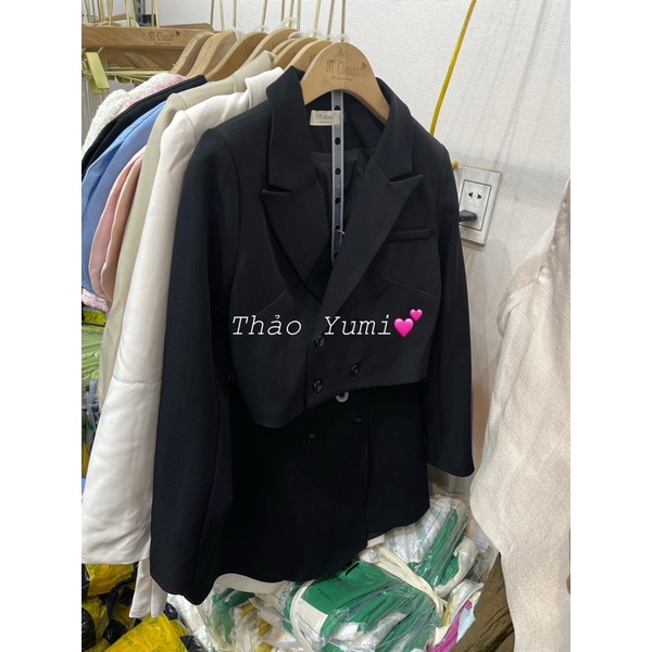 Set áo vest mix quần giả váy A ntcloset tặng tag