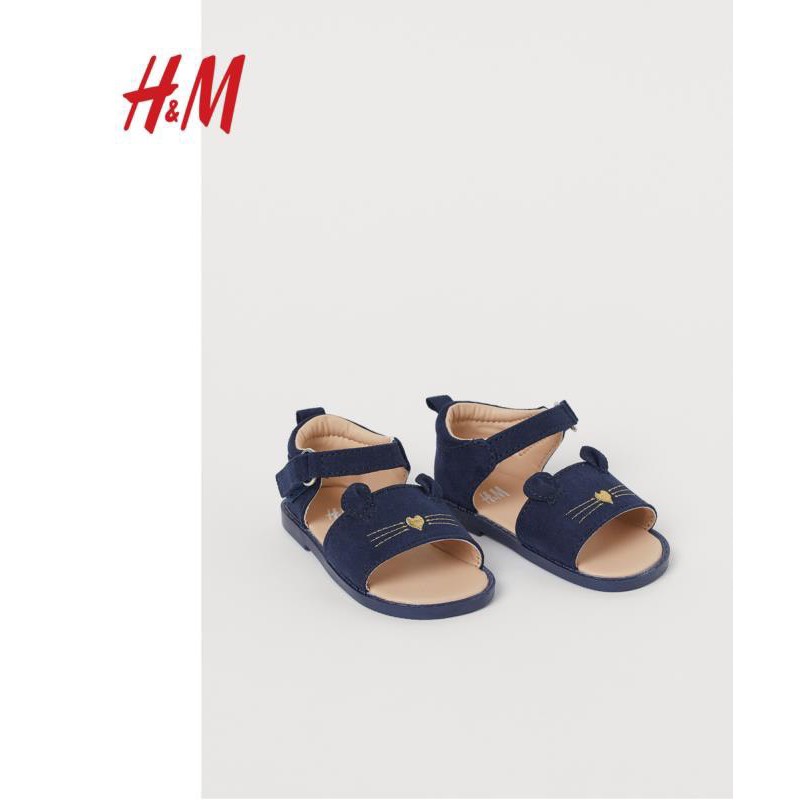 Giày Sandal H&M mặt mèo nhung siêu cute cho bé mang đi học/đi chơi