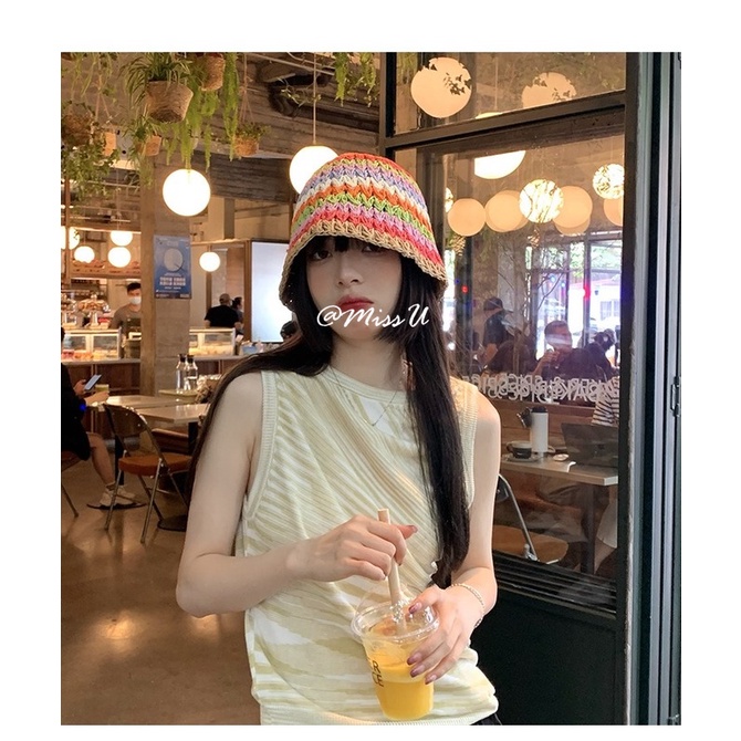 Nón Tai Bèo Đan Cói Nhiều Màu Sắc Chống Nắng Thời Trang Mùa Hè Cho Nữ