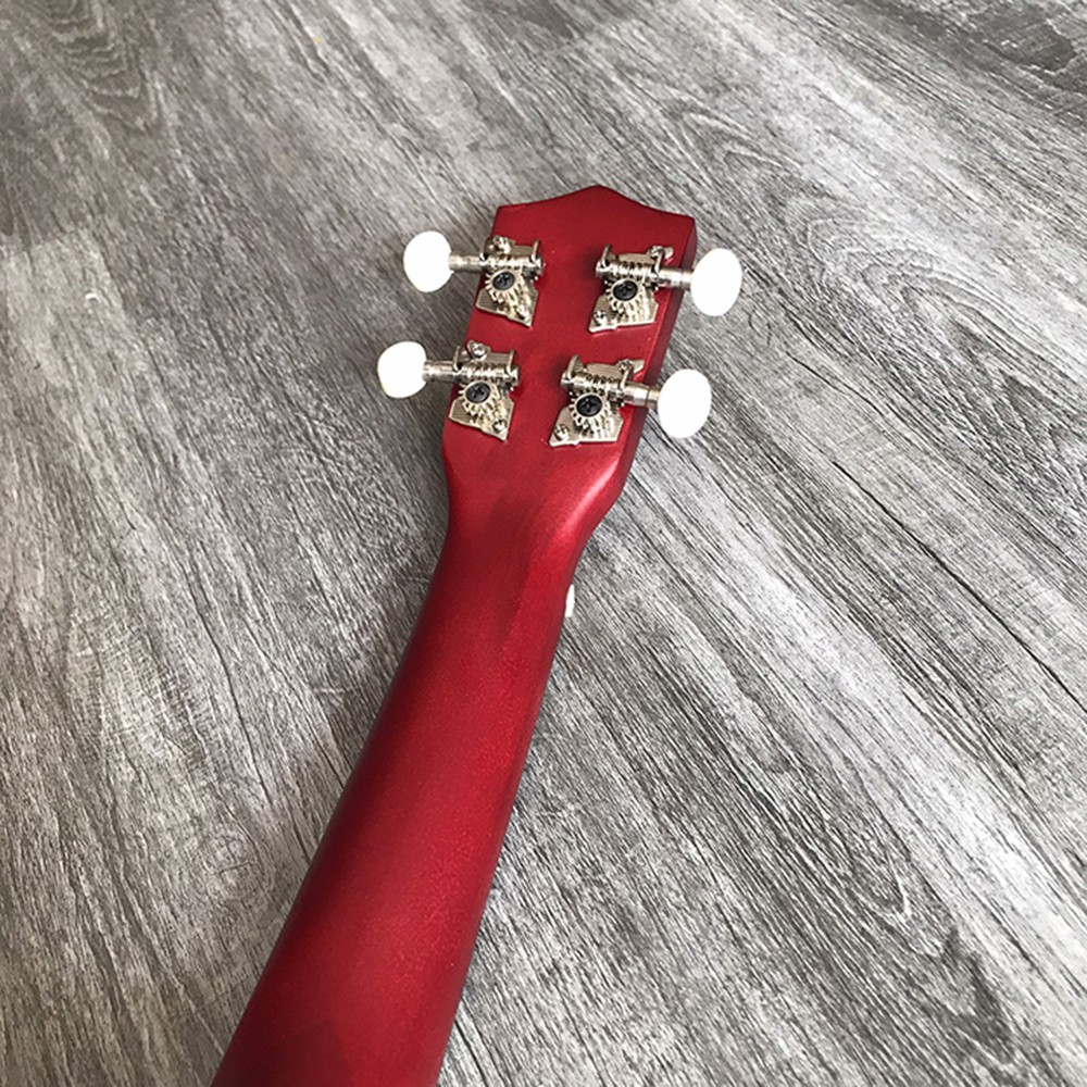Đàn ukulele cỡ soprano mặt gỗ trắng lưng đỏ cho người mới tập