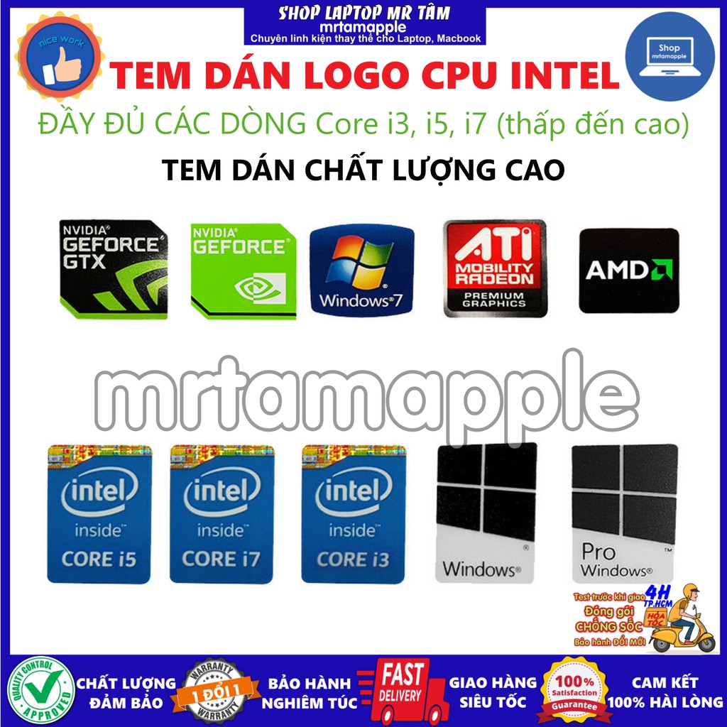 (STICKER) TEM LOGO INTEL CORE I3 I5 I7 I9 GEN2 GEN 3 GEN 4 GEN5 GEN 6 GEN 7 GEN 8 GEN 9 GEN 10 DÁN MÁY TÍNH LAPTOP