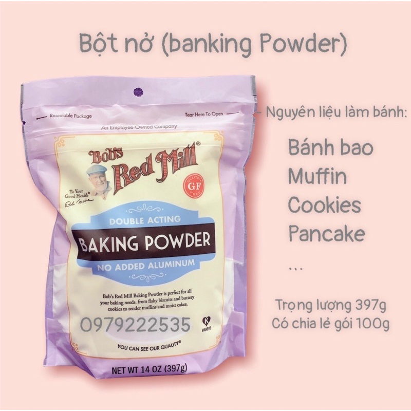 Bột Nở/Baking Powder Bob's Red Mill 397gr (Date 2/2023)