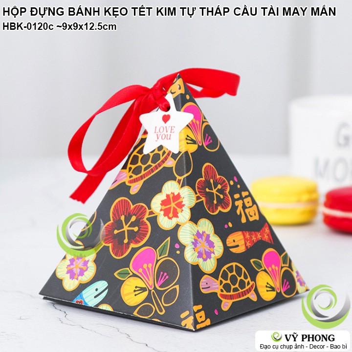 HỘP GIẤY ĐỰNG BÁNH KẸO QUÀ TẾT NĂM MỚI HÌNH KIM TỰ THÁP TÀI LỘC MAY MẮN ĐỰNG QUÀ TẶNG TÂN XUÂN NEW YEAR HBK-0120