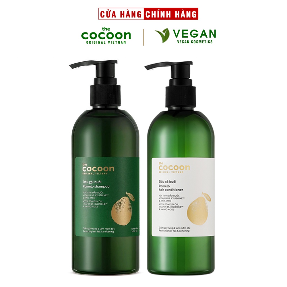 Bộ dầu gội bưởi Pomelo Cocoon 310ml + Dầu xả bưởi Pomelo Cocoon 310ml thuần chay