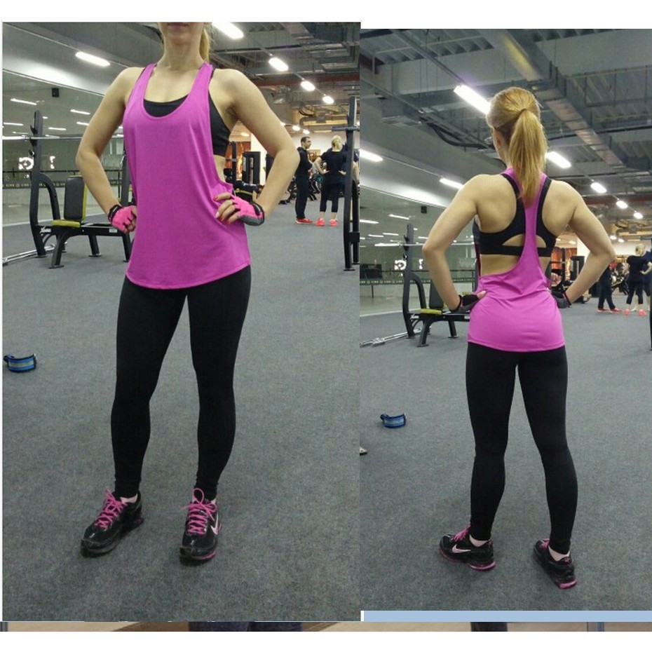 Áo Thể Thao Nữ  Tank Top Ba Lỗ Tập Yoga Gym Lưng Chữ T