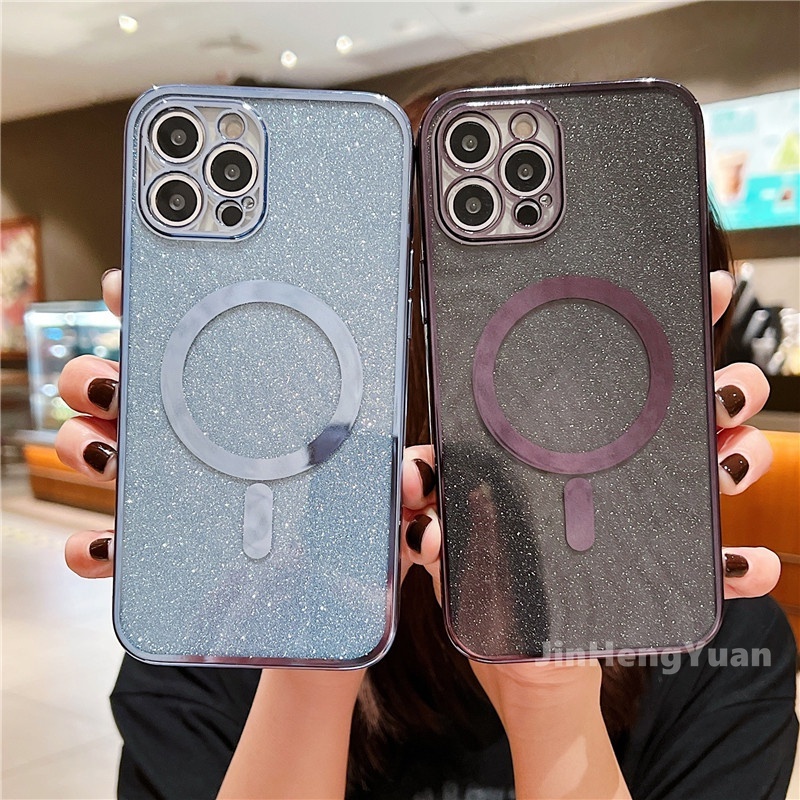 Ốp Điện Thoại TPU Mềm Trong Suốt Mạ Điện Từ Tính Cho IPhone 13 12 11 PRO MAX 13MINI 12MINI 7 8 Plus