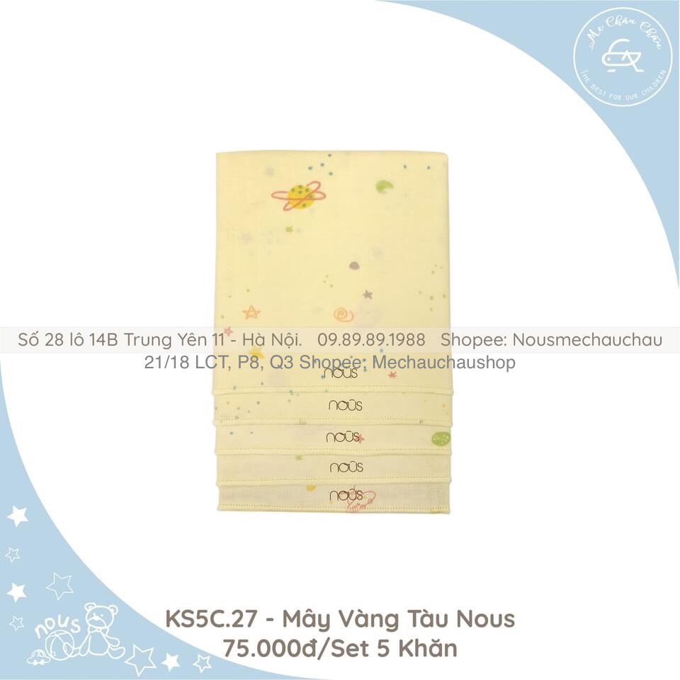 Set 5 khăn sữa mây vàng tàu nous