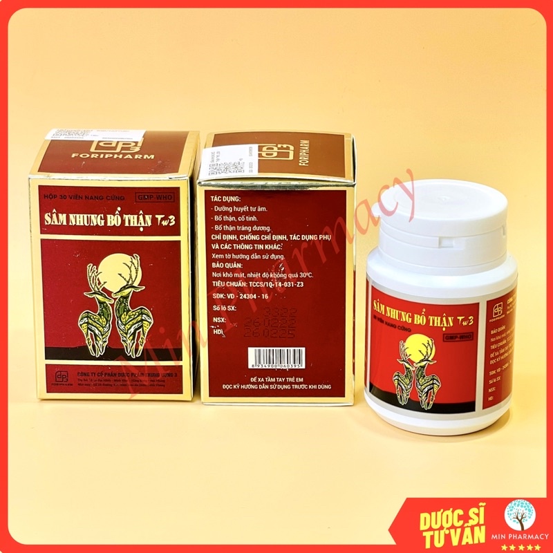 Viên Uống Sâm Nhung Bổ Thận Trung Ương 3 TW3 Hỗ trợ Thận Hư, Thận Yếu (hộp 30 viên) - Minpharmacy