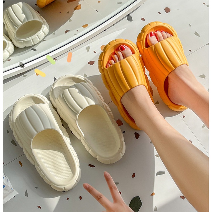 Dép Hàn Quốc bánh mì đi học đi chơi xinh xắn đế độn unisex màu trơn tông pastel basic cặp đôi nhóm cực chất