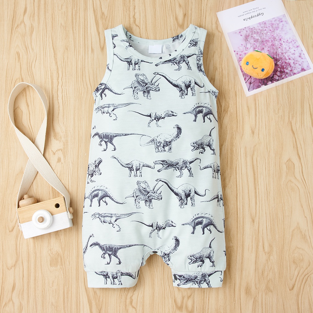 Áo liền quần Mikrdoo in họa tiết khủng long dễ thương cho bé trai sơ sinh