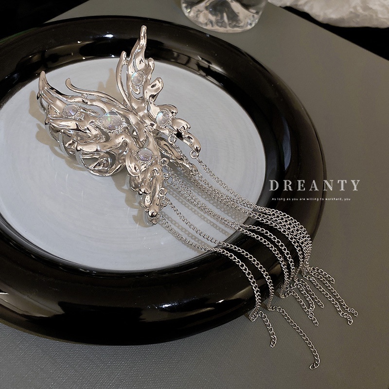 Kẹp Tóc Cá Mập Đính Đá Mặt Trăng Và Bướm Độc Đáo