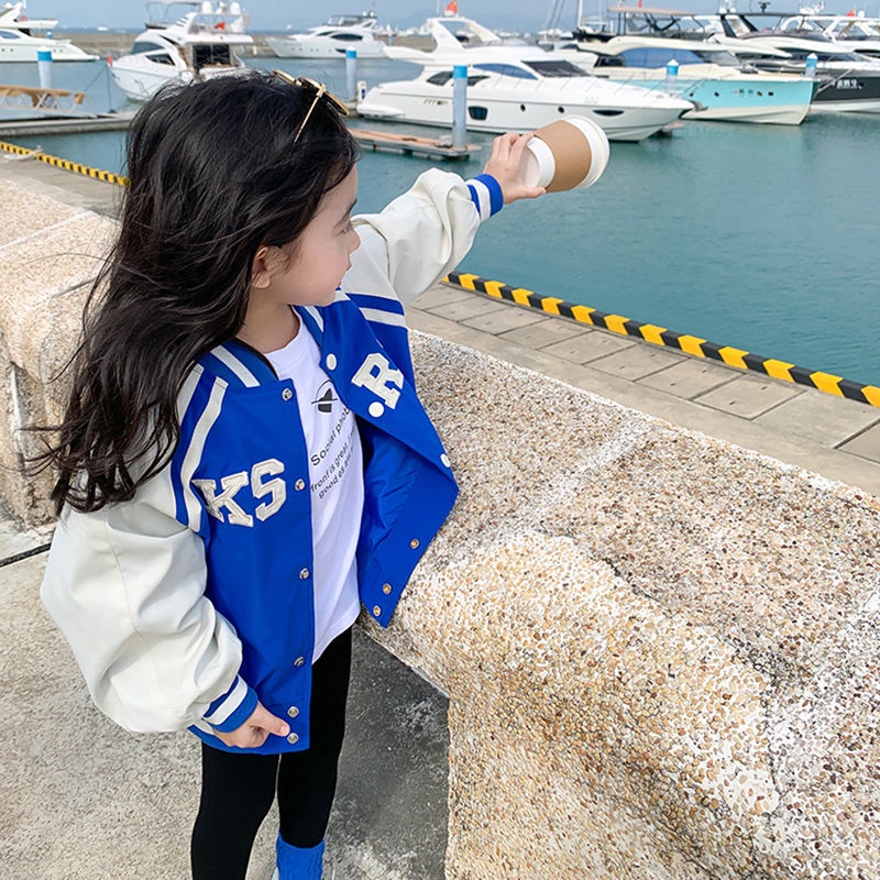 Gmn Giao Hàng Nhanh Áo Khoác Đồng Phục Bóng Chày Thời Trang Đường Phố Màu Xanh Dương Phong Cách Đường Phố Dành Cho Bé Gái 2022