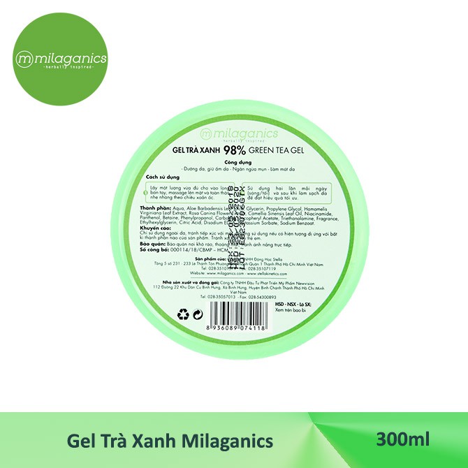 Gel Trà xanh MILAGANICS 300ml (hũ) | BigBuy360 - bigbuy360.vn