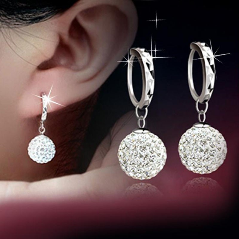 Thời trang Shambala pha lê bạc Hoop Dangle Earrings