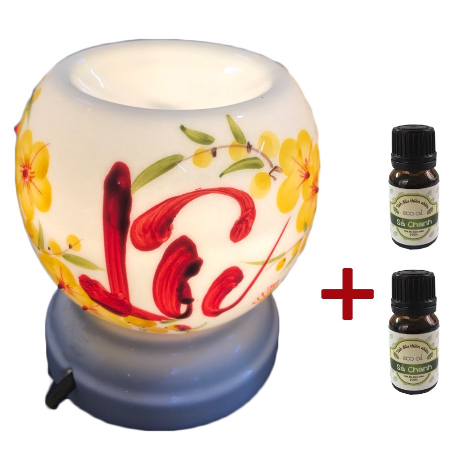 Đèn xông tinh dầu viết chữ MNB (ib mã đèn) tặng 1 chai tinh dầu Eco oil 5ml