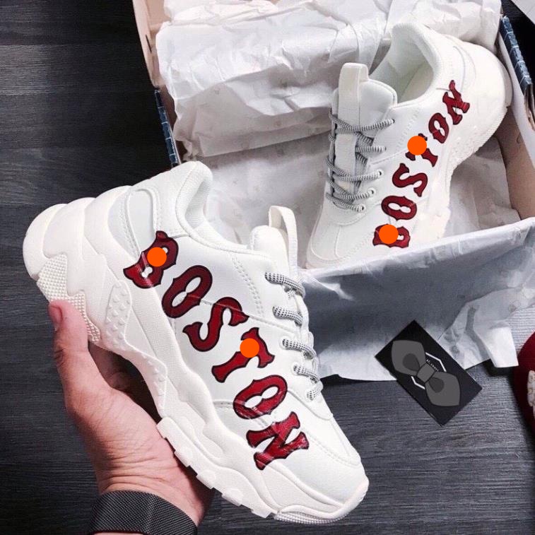 Giày mlb boston  thể thao nam nữ trắng cao cấp full bill box độn đế cao cổ tăng chiều cao 5cm