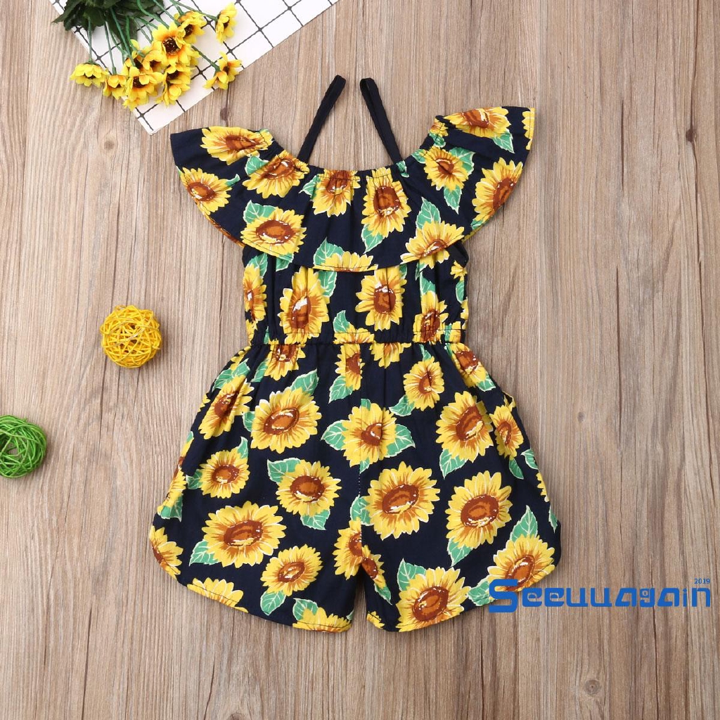 Jumpsuit Hoa Hướng Dương Cho Bé Gái